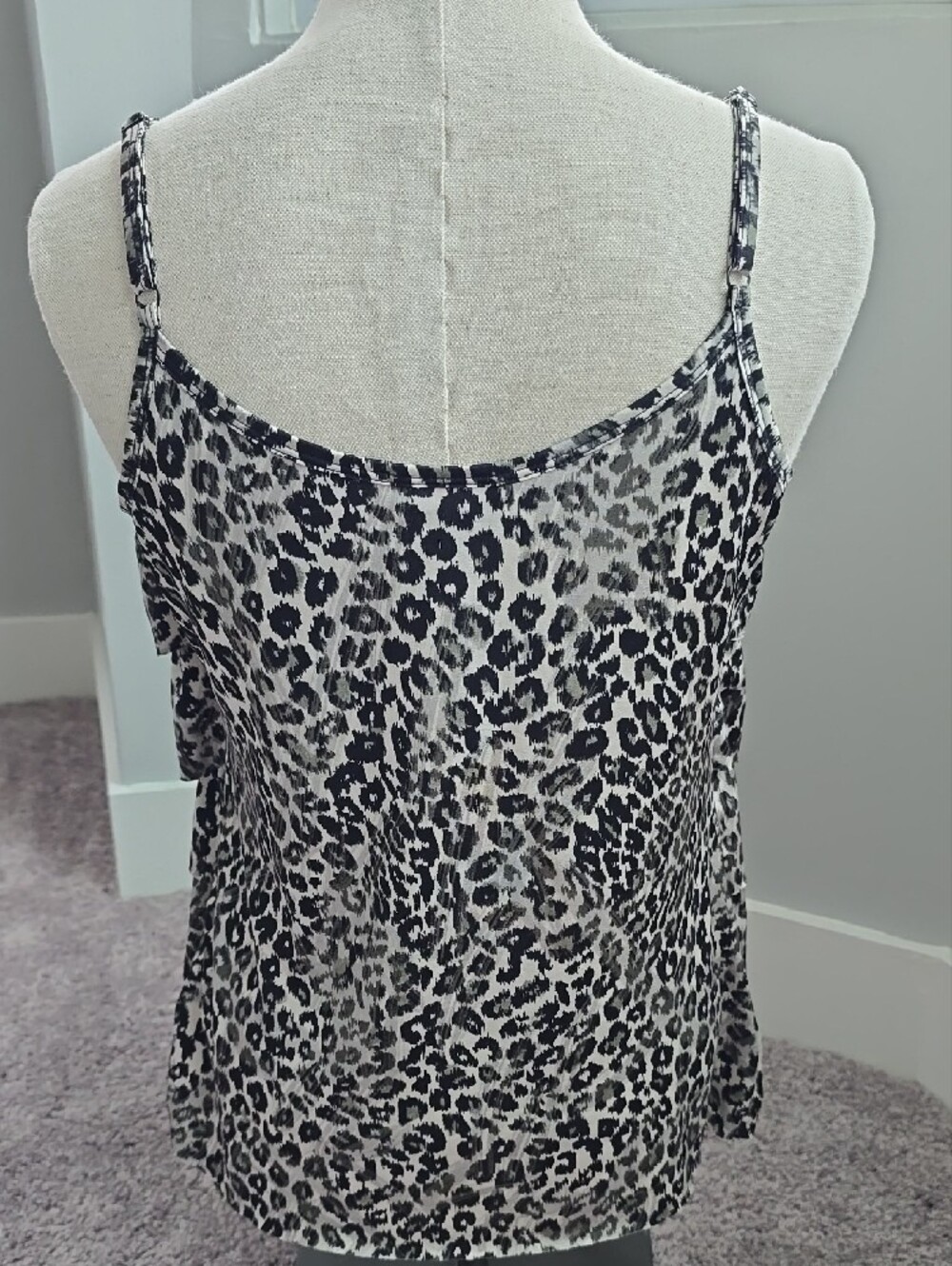 Allen B. By Allen Schwartz Black and White Leopard Ruffle Cami - Picture 2 of 6
